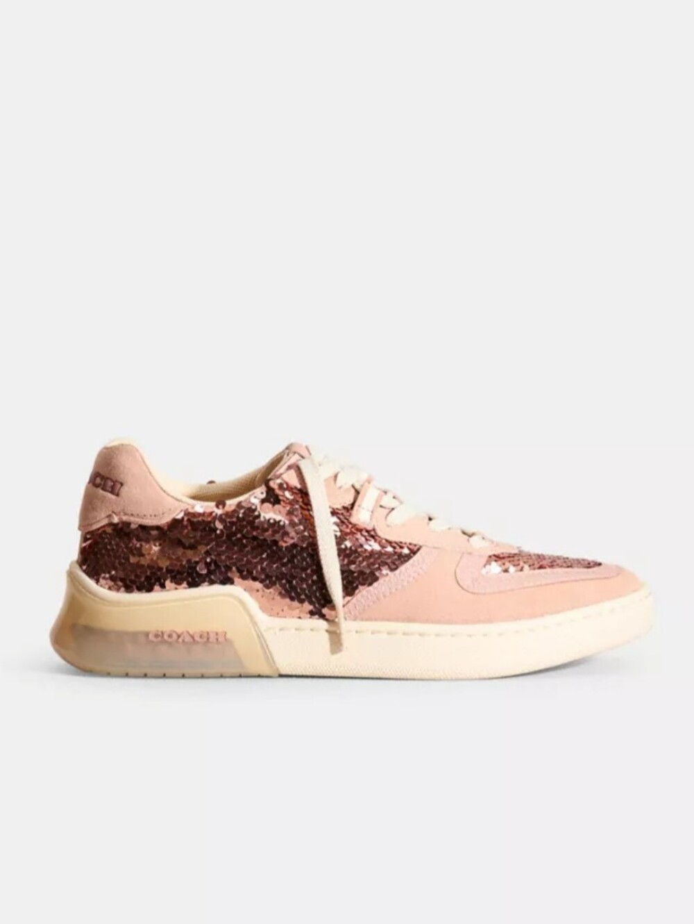 Coach  Citysole Court Sneakers Pink Rose Sequin Low-Top Sneaker Sz.39/ Usa 8.5